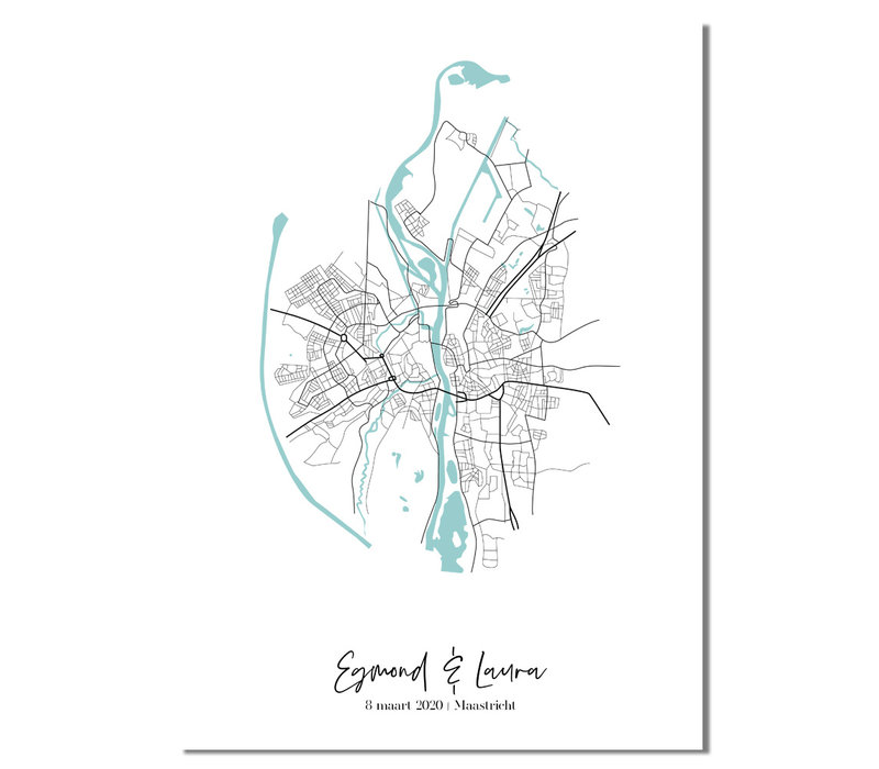Affiche de mariage - Carte de la ville - Cadeau de mariage personnalisé