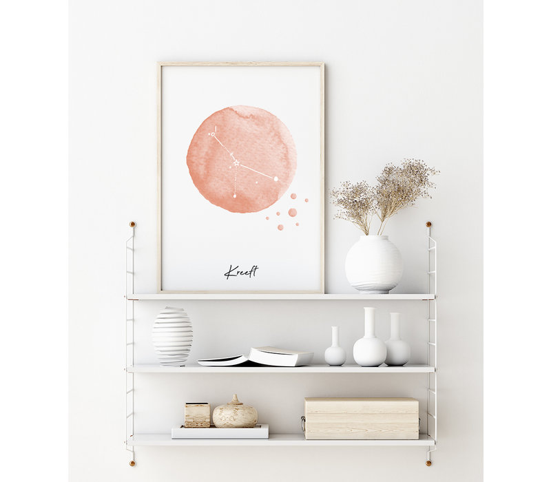Sterrenbeeld poster Kreeft – Roze