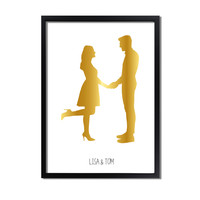 Individuelles Silhouette-Konturposter Gold