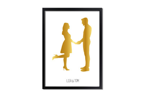 DesignClaud Individuelles Silhouette-Konturposter Gold