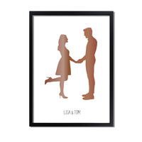 Individuelles Silhouette-Konturposter Gold