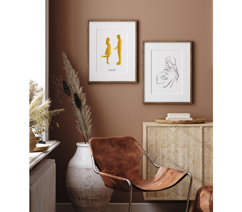 Individuelles Silhouette-Konturposter Gold