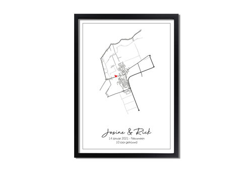 DesignClaud Hochzeitsposter Stadtplan - Hochzeitsgeschenk personalisiert - Copy