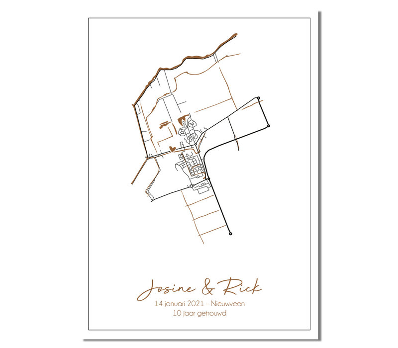 Hochzeitsposter Goldfolie / Silberfolie / Kupferfolie Stadtplan - Hochzeitsgeschenk personalisiert  - Copy