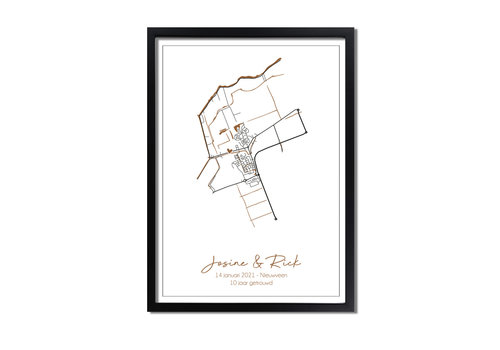 DesignClaud Hochzeitsposter Goldfolie / Silberfolie / Kupferfolie Stadtplan - Hochzeitsgeschenk personalisiert  - Copy