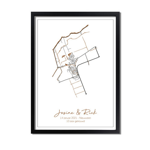 Hochzeitsposter Goldfolie / Silberfolie / Kupferfolie Stadtplan - Hochzeitsgeschenk personalisiert  - Copy 
