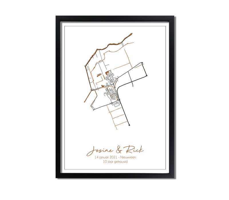 Hochzeitsposter Goldfolie / Silberfolie / Kupferfolie Stadtplan - Hochzeitsgeschenk personalisiert  - Copy