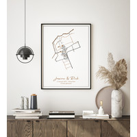 Hochzeitsposter Goldfolie / Silberfolie / Kupferfolie Stadtplan - Hochzeitsgeschenk personalisiert  - Copy