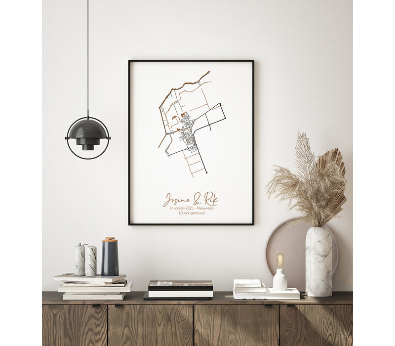 Hochzeitsposter Goldfolie / Silberfolie / Kupferfolie Stadtplan - Hochzeitsgeschenk personalisiert  - Copy - Copy