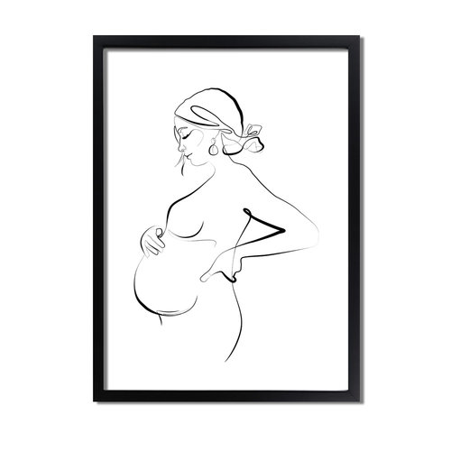 Poster Zwangere vrouw zwart wit - minimalisme 