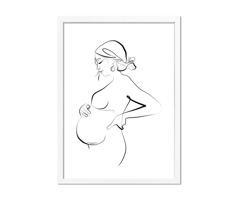 Poster Zwangere vrouw zwart wit - minimalisme
