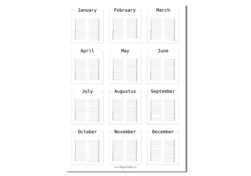 DesignClaud Geburtstagskalender Schwarz Weiß A4 + Aufhängehaken - Copy - Copy