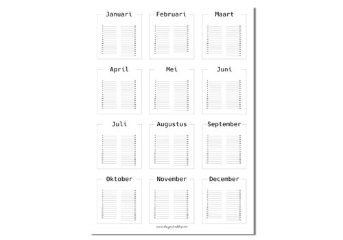 DesignClaud Geburtstagskalender Schwarz Weiß A4 + Aufhängehaken - Copy - Copy - Copy
