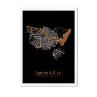 Hochzeitsposter Goldfolie / Silberfolie / Kupferfolie Stadtplan - Hochzeitsgeschenk personalisiert  - Copy - Copy - Copy - Copy