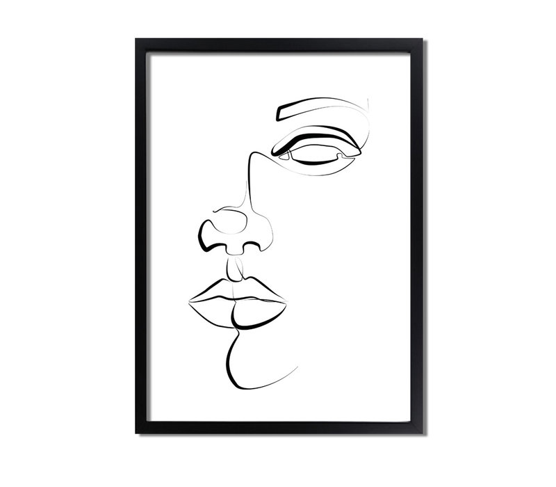 Poster gezicht portret zwart wit - minimalisme