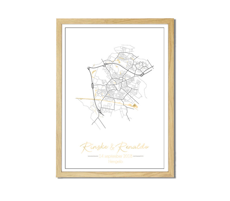 Hochzeitsposter Goldfolie / Silberfolie / Kupferfolie Stadtplan - Hochzeitsgeschenk personalisiert