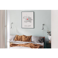 Wedding Poster Living Together Two City Maps + heart personalized