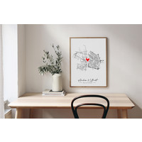 Wedding Poster Living Together Two City Maps + heart personalized