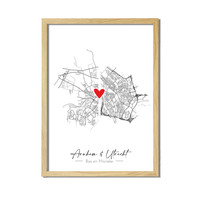 Wedding Poster Living Together Two City Maps + heart personalized