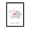 DesignClaud Wedding Poster Living Together Two City Maps + heart personalized