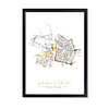 DesignClaud Wedding Poster Living Together Two City Maps + gold heart personalized