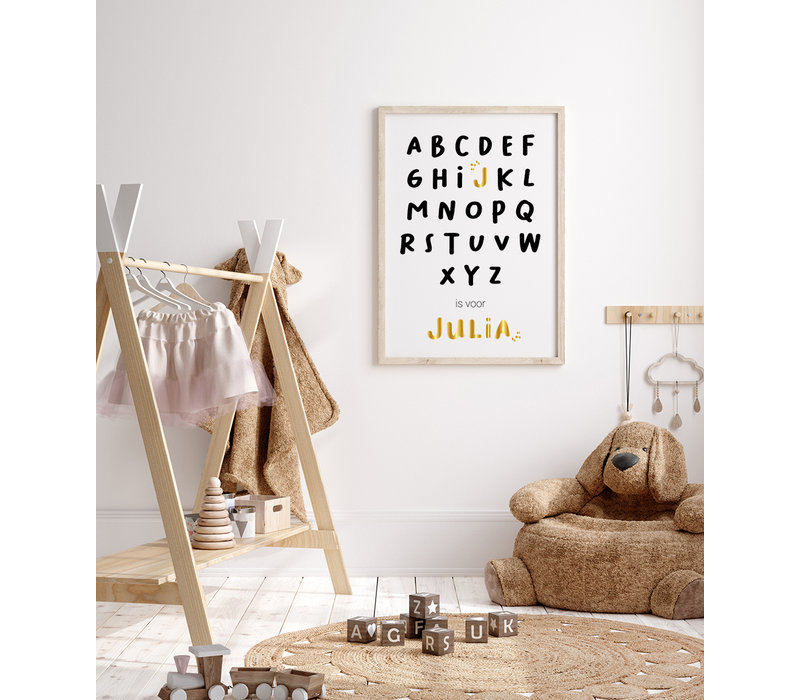 Goldenes ABC kann für Poster personalisiert werden - Geburtsposter