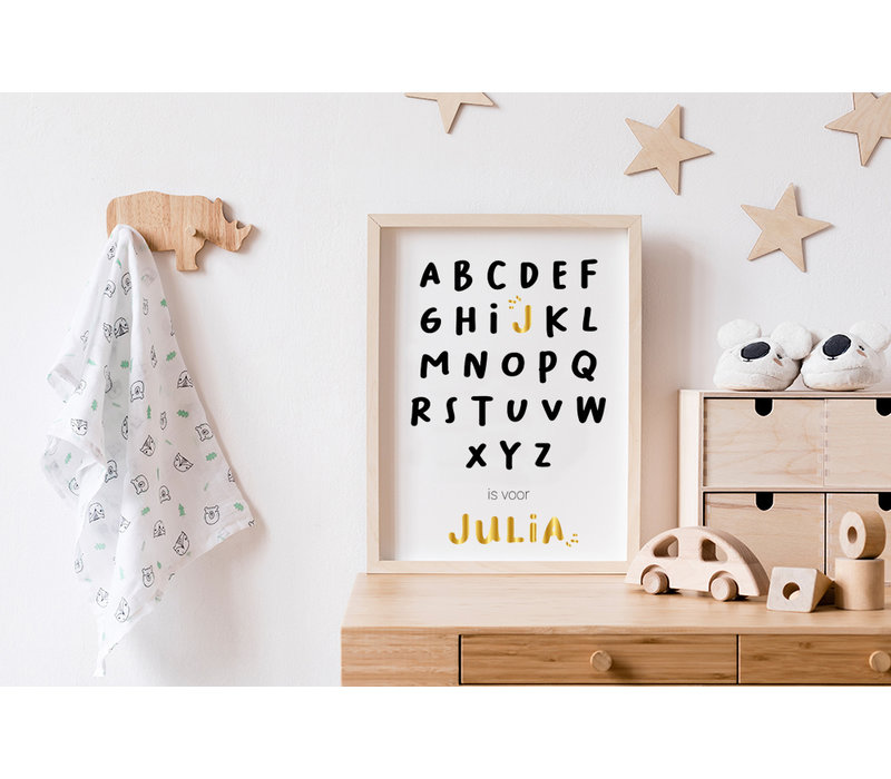 L'affiche Gold ABC peut être personnalisée pour une affiche de naissance.