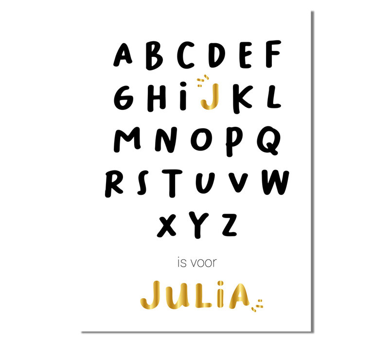 L'affiche Gold ABC peut être personnalisée pour une affiche de naissance.