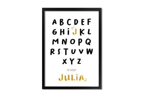 DesignClaud Goud ABC is voor Poster - Geboorteposter te personaliseren