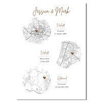 Hochzeitsposter Goldfolie / Silberfolie / Kupferfolie Stadtplan - Hochzeitsgeschenk personalisiert  - Copy - Copy - Copy - Copy - Copy - Copy - Copy