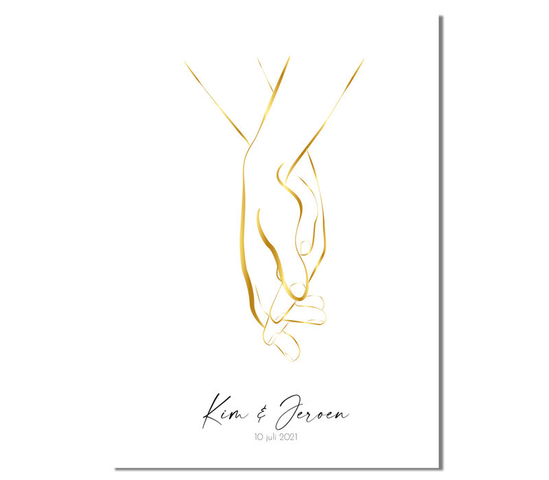 Wedding Poster Hands Gold