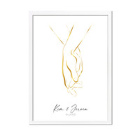Wedding Poster Hands Gold