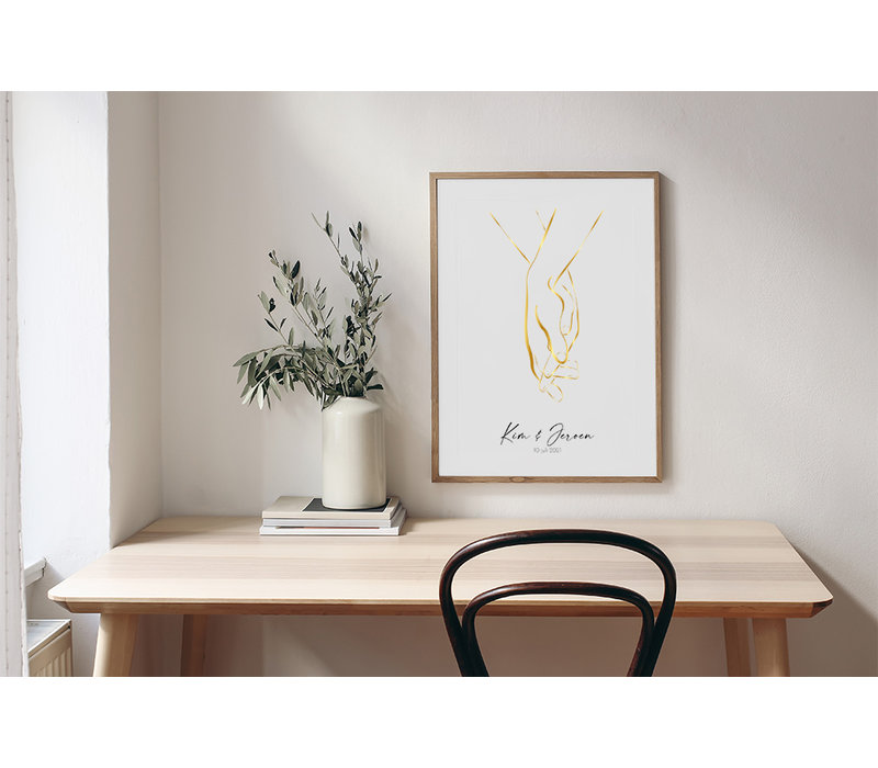 Affiche de mariage Mains Or