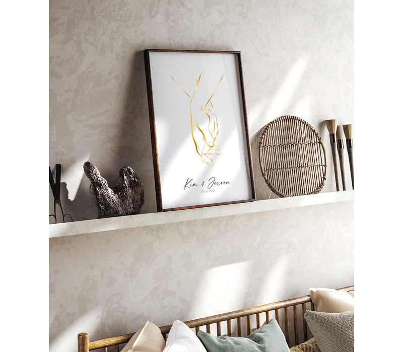 Wedding Poster Hands Gold