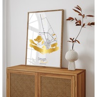 City/Village Map of your choice with Logo - Gold