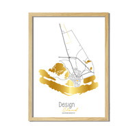 City/Village Map of your choice with Logo - Gold