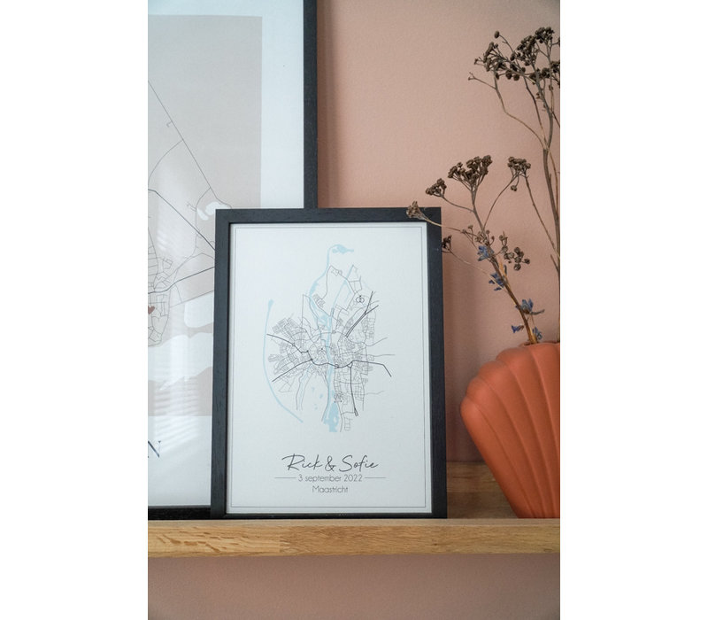 Affiche de mariage - Carte de la ville - Cadeau de mariage personnalisé