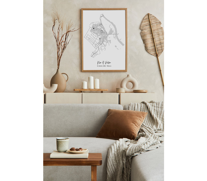 Affiche de mariage - Carte de la ville - Cadeau de mariage personnalisé