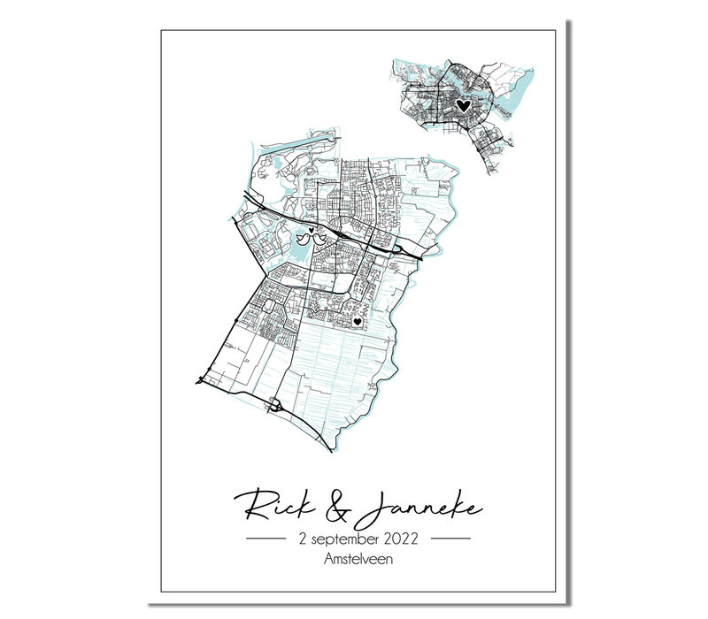 Hochzeitsposter Stadtplan - Hochzeitsgeschenk personalisiert