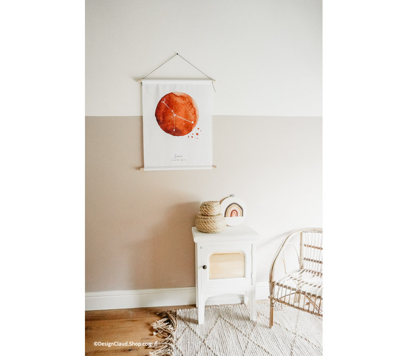 Textilposter Geburtsposter Sternzeichen Altrosa