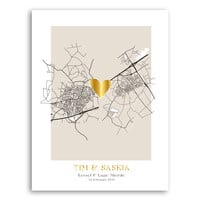 Hochzeitsposter Goldfolie / Silberfolie / Kupferfolie Stadtplan - Hochzeitsgeschenk personalisiert  - Copy