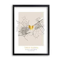 Hochzeitsposter Goldfolie / Silberfolie / Kupferfolie Stadtplan - Hochzeitsgeschenk personalisiert  - Copy