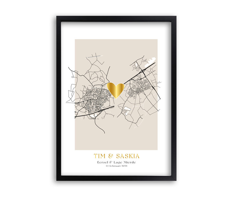 Hochzeitsposter Goldfolie / Silberfolie / Kupferfolie Stadtplan - Hochzeitsgeschenk personalisiert  - Copy