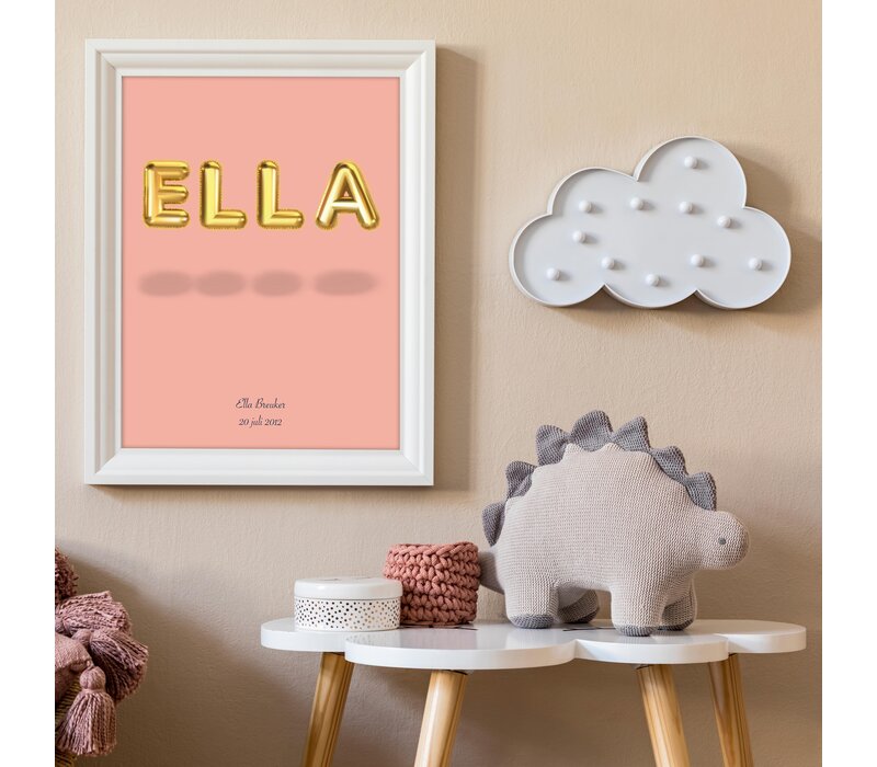 Gepersonaliseerde Geboorteposter met Ballon letter(s) (6 kleuren variatie)