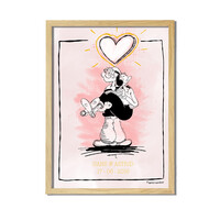 Gepersonaliseerd Popeye & Olijfje huwelijks poster - goudfoliedruk