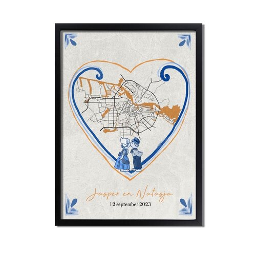 Holland stadskaart huwelijks poster 