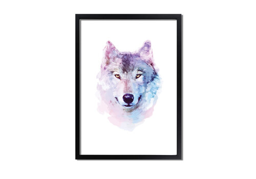 DesignClaud Grafische Poster - Waterverf - Wolf