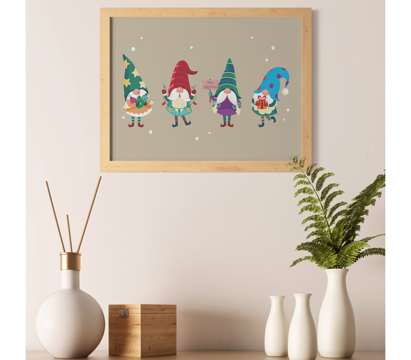 Kerstposter kerstkabouters - Kerstdecoratie