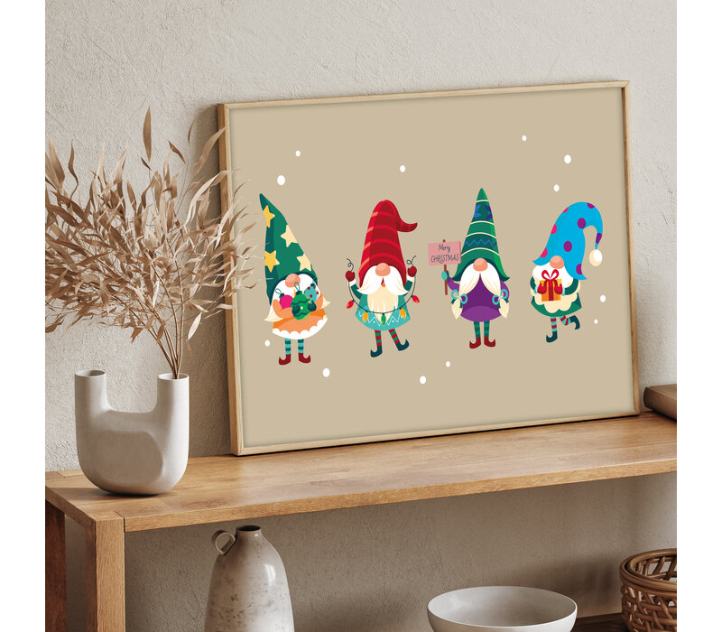 Weihnachtsposter mit Weihnachtswichteln – Weihnachtsdekoration