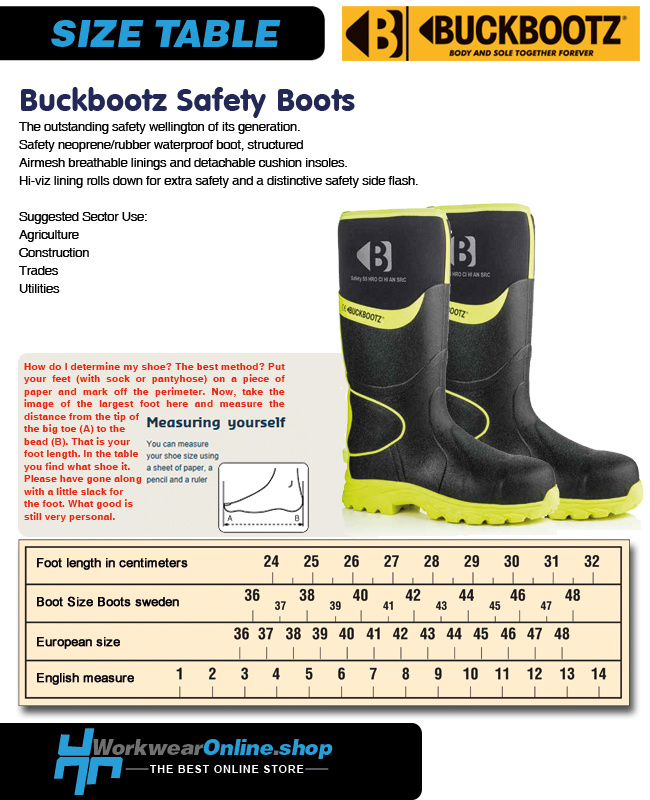 Buckbootz Safety Boots Buckbootz BBZ8000 Schwarz/Gelb